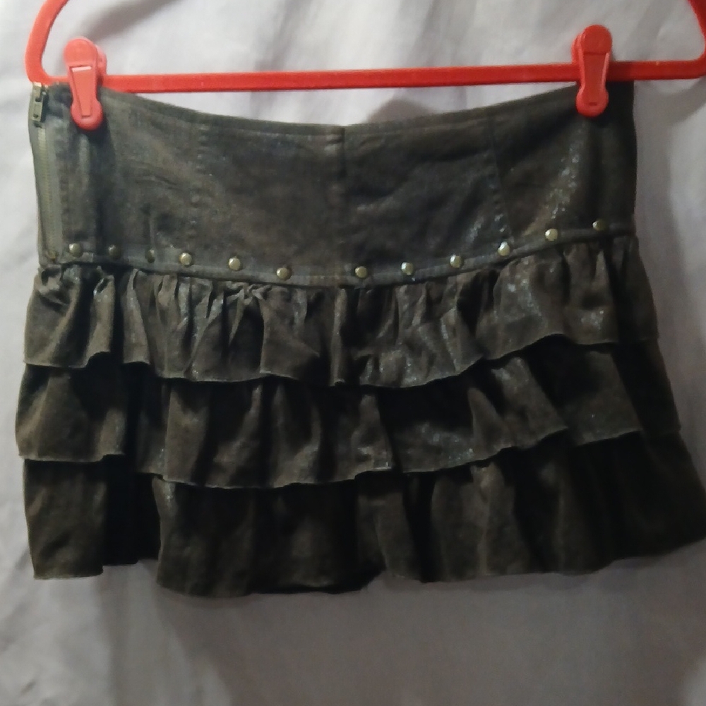 Elegant Olive Ruffled Mini Skirt